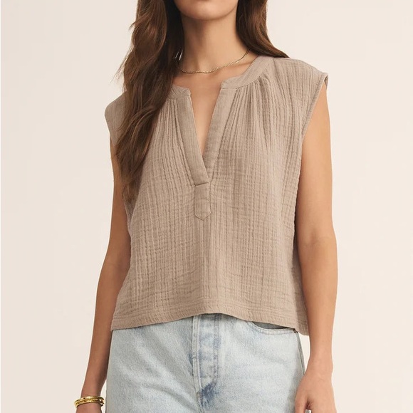 Dkny Tops - DKNY Beige Textured Sleeveless Top